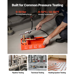VEVOR Hydrostatic Test Pump 2 Gallon Hydraulic Manual Water Pressure Tester, Single Valve Hydrostatic Water Pipe