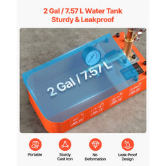 VEVOR Hydrostatic Test Pump 2 Gallon Hydraulic Manual Water Pressure Tester, Single Valve Hydrostatic Water Pipe