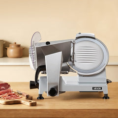 VEVOR 10" Commercial Meat Slicer, 240W Electric Deli Food Slicer with Carbon Steel Blade, Built-In Sharpener & 0-0.47"