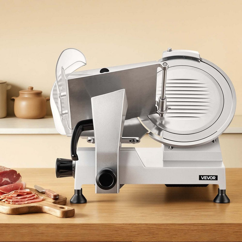 VEVOR Commercial Meat Slicer, 320W Electric Deli Food Slicer with 12" Carbon Steel Blade, Built-In Sharpener & 0-0.6"