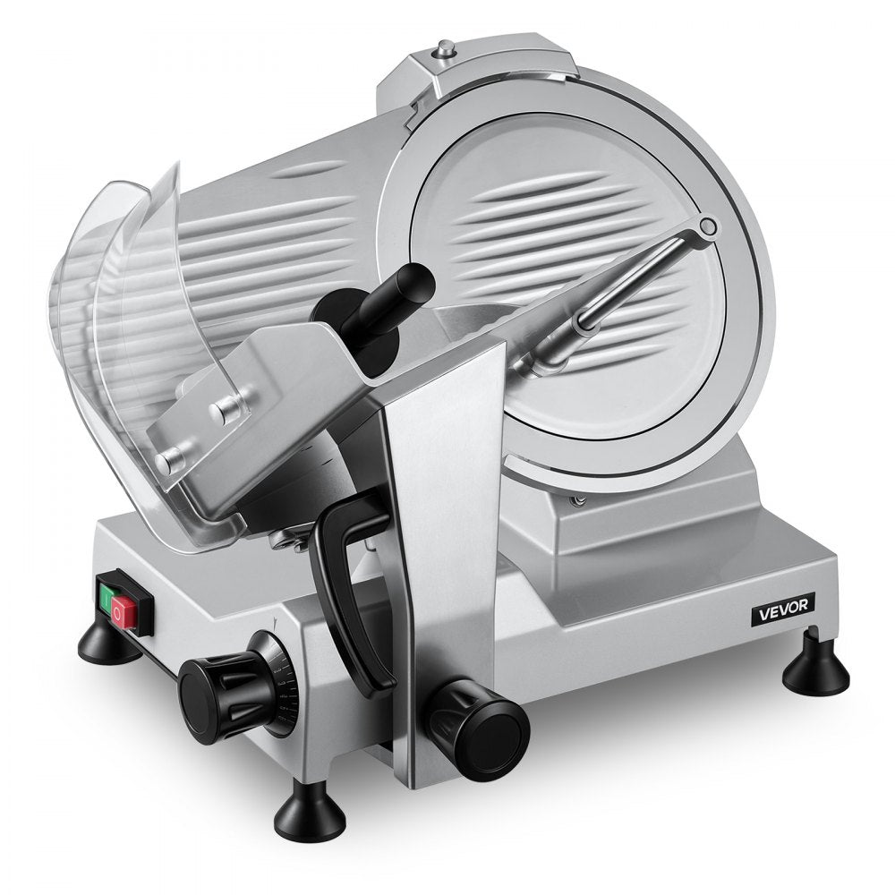 VEVOR Commercial Meat Slicer, 320W Electric Deli Food Slicer with 12" Carbon Steel Blade, Built-In Sharpener & 0-0.6"