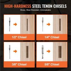 VEVOR Mortising Attachment for Drill Press, 4 Model Drills Square Hole Chisel Set, Bench Drill Locator Set Mortise and
