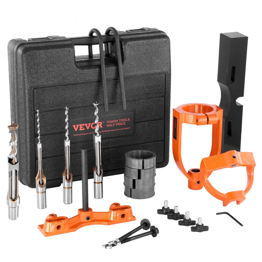 VEVOR Mortising Attachment for Drill Press, 4 Model Drills Square Hole Chisel Set, Bench Drill Locator Set Mortise and