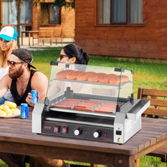 VEVOR Hot Dog Roller, 12 Hot Dog 5 Rollers, Stainless Steel Sausage Grill Cooker, 750W Commercial Hot Dog Machine with