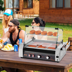 VEVOR Hot Dog Roller, 18 Hot Dog 7 Rollers, Stainless Steel Sausage Grill Cooker, 1050W Commercial Hot Dog Machine with
