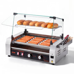 VEVOR Hot Dog Roller, 18 Hot Dog 7 Rollers, Stainless Steel Sausage Grill Cooker, 1050W Commercial Hot Dog Machine with