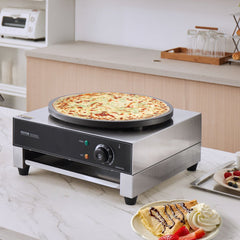 VEVOR Electric Crepe Maker, 16-Inch Commercial Crepe Machine, 1700W Flat Plate Crepe Griddle, Nonstick Stainless Steel