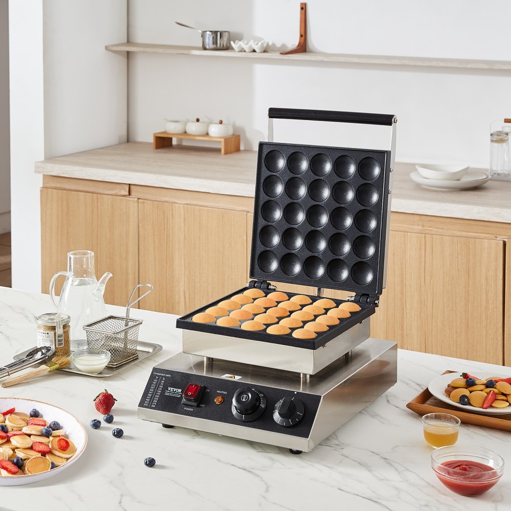 VEVOR Mini Dutch Pancake Maker, 25PCS 43mm Diameter Dorayaki Baker Machine, 1700W Commercial Electric Poffertjes Grill
