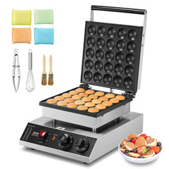 VEVOR Mini Dutch Pancake Maker, 25PCS 43mm Diameter Dorayaki Baker Machine, 1700W Commercial Electric Poffertjes Grill