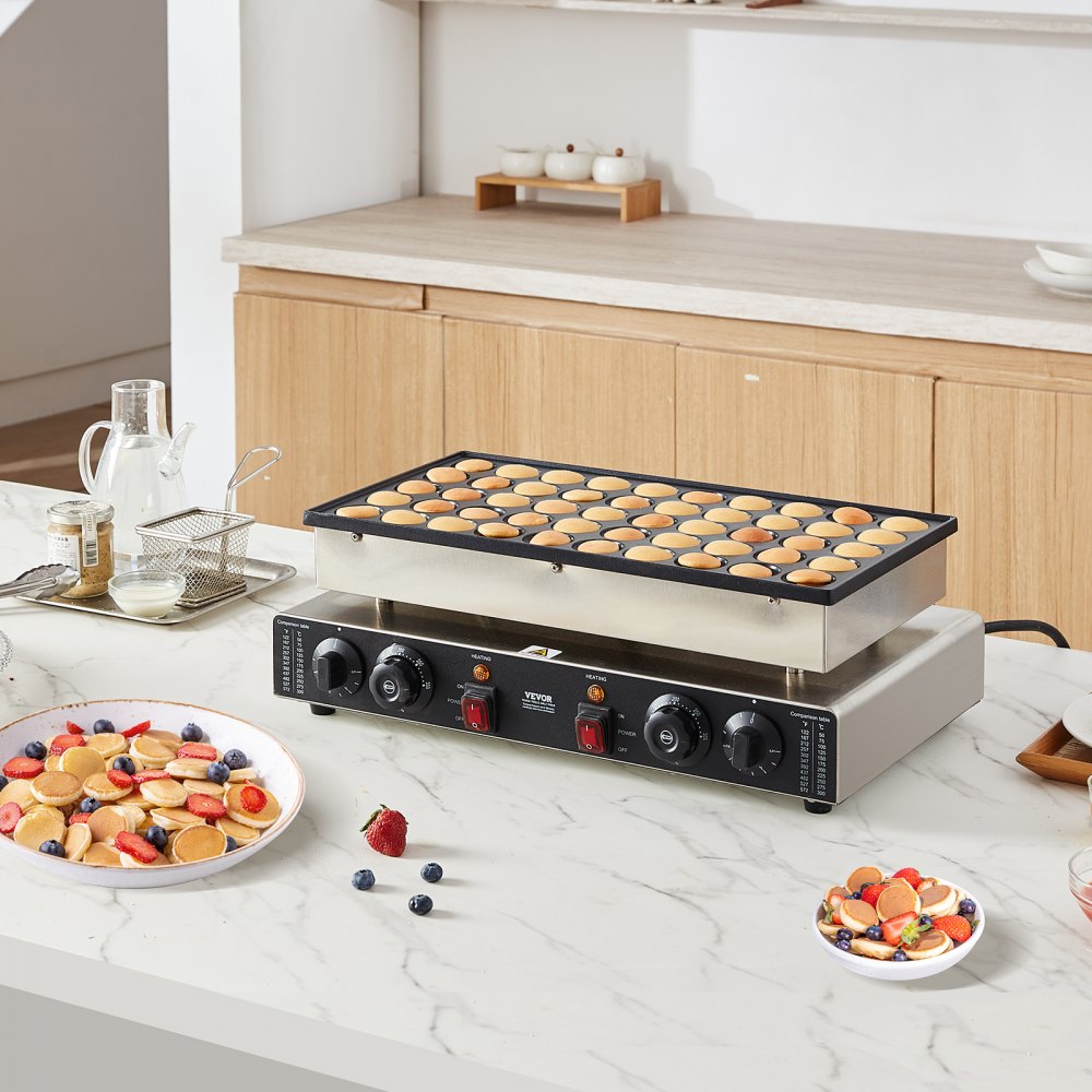 VEVOR Mini Dutch Pancake Maker, 50PCS 43mm Diameter Dorayaki Baker Machine, 1700W Commercial Electric Poffertjes Grill