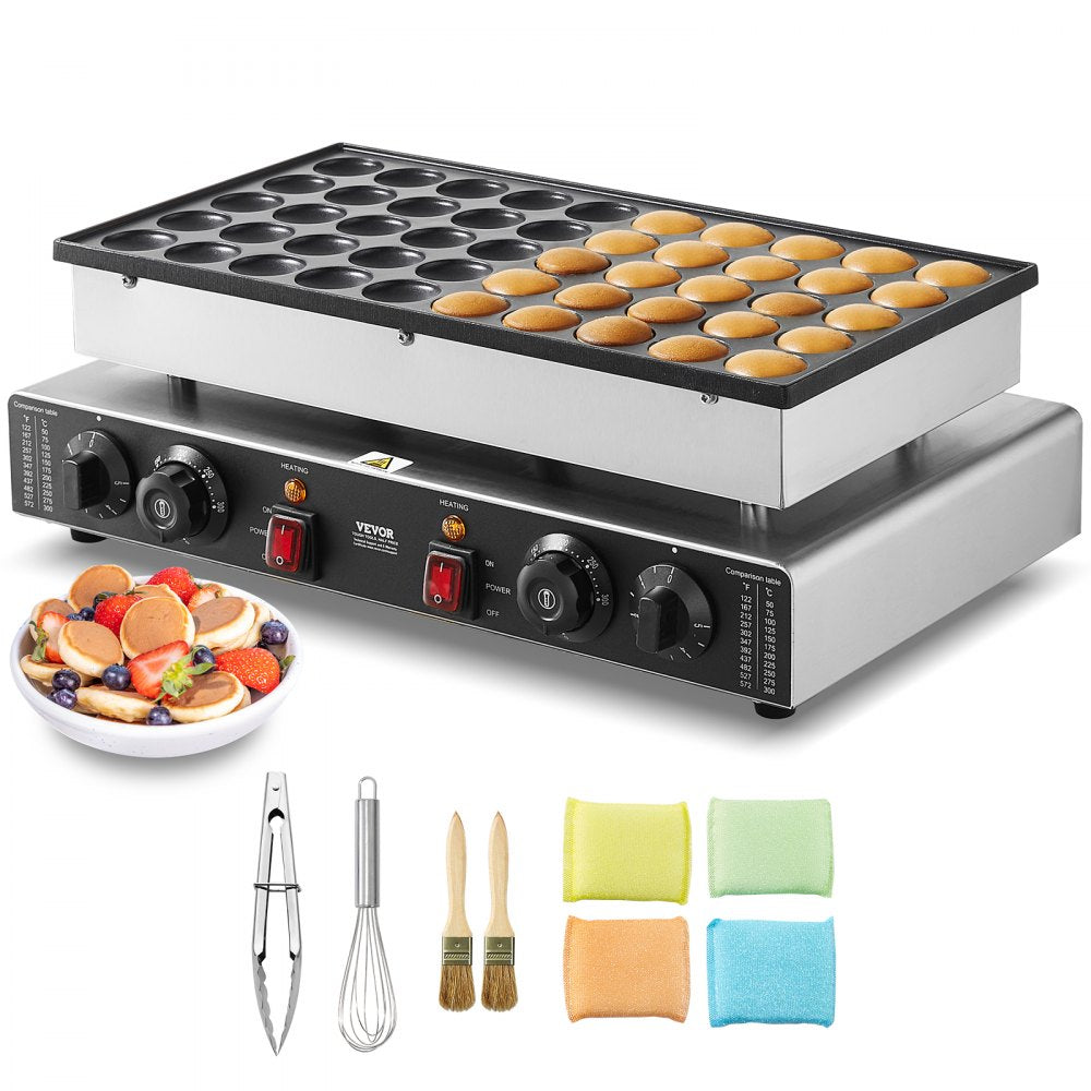 VEVOR Mini Dutch Pancake Maker, 50PCS 43mm Diameter Dorayaki Baker Machine, 1700W Commercial Electric Poffertjes Grill