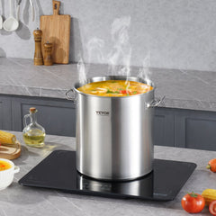 VEVOR Stainless Steel Stockpot, 24 Quart Cooking Pots, Cookware Sauce Pot with Lid, and Handle, Heavy Duty Commercial