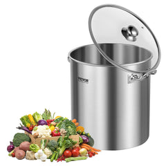 VEVOR Stainless Steel Stockpot, 24 Quart Cooking Pots, Cookware Sauce Pot with Lid, and Handle, Heavy Duty Commercial