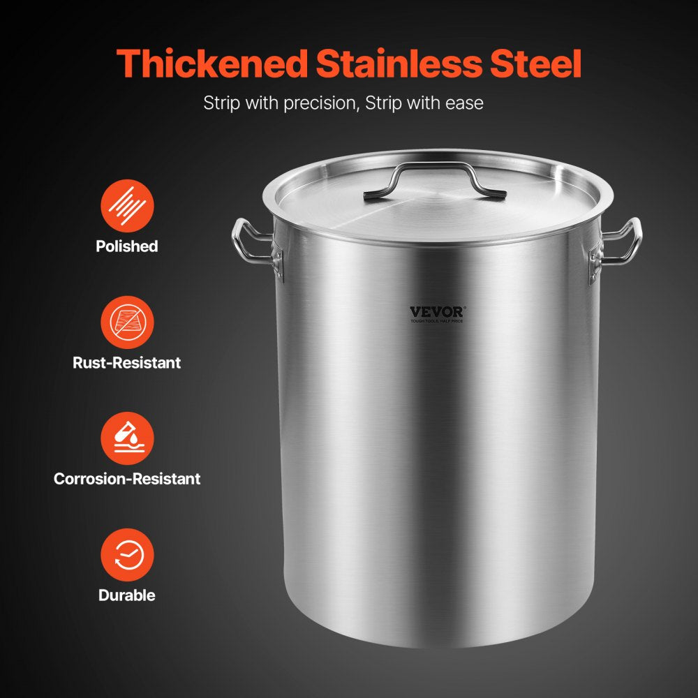 VEVOR Stainless Steel Stockpot, 36 Quart Cooking Pots, Cookware Sauce Pot with Basket, Lid, and Handle, Heavy Duty