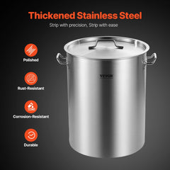 VEVOR Stainless Steel Stockpot, 36 Quart Cooking Pots, Cookware Sauce Pot with Basket, Lid, and Handle, Heavy Duty