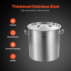 VEVOR Stainless Steel Stockpot, 53 Quart Large Cooking Pots, Cookware Sauce Pot with Lid, and Handle, Heavy Duty