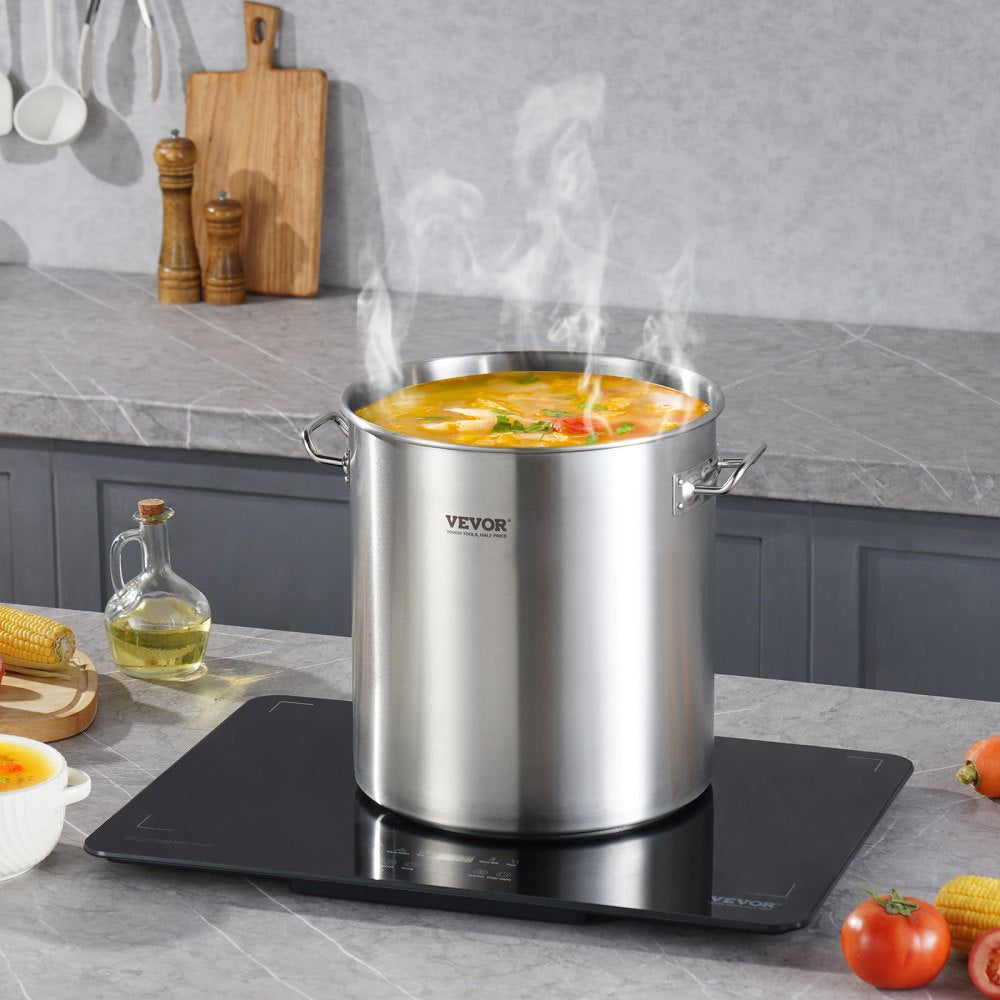 VEVOR Stainless Steel Stockpot, 53 Quart Large Cooking Pots, Cookware Sauce Pot with Lid, and Handle, Heavy Duty