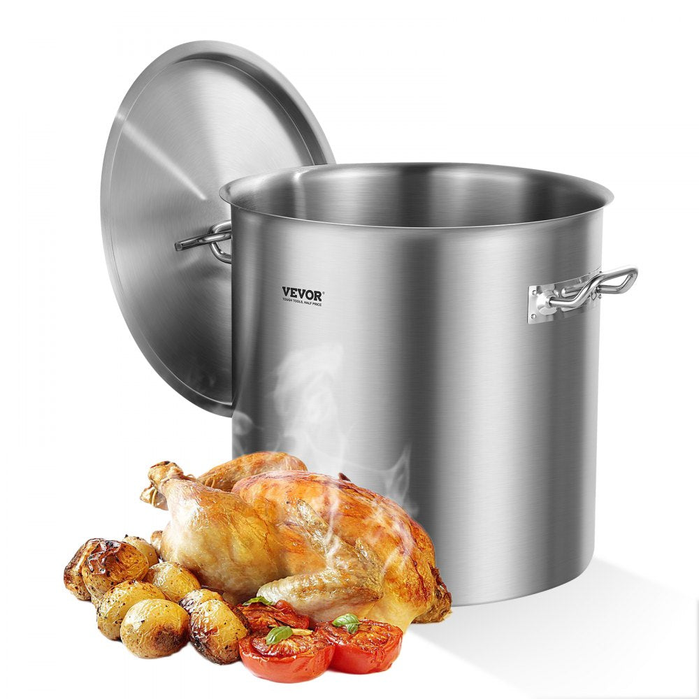 VEVOR Stainless Steel Stockpot, 53 Quart Large Cooking Pots, Cookware Sauce Pot with Lid, and Handle, Heavy Duty