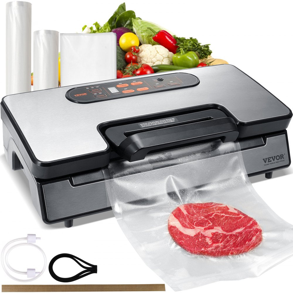 VEVOR Vacuum Sealer Machine, 90Kpa 130W Powerful Dual Pump and Dual Sealing, Dry and Moist Food Storage, Automatic and