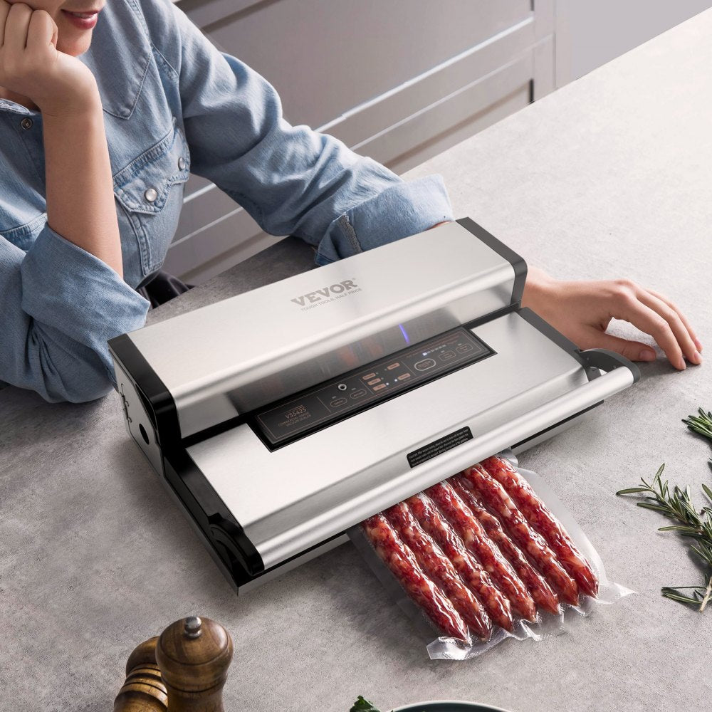 VEVOR Vacuum Sealer Machine, 95Kpa 350W Powerful Dual Pump and Dual Sealing, Dry and Moist Food Storage, Automatic and