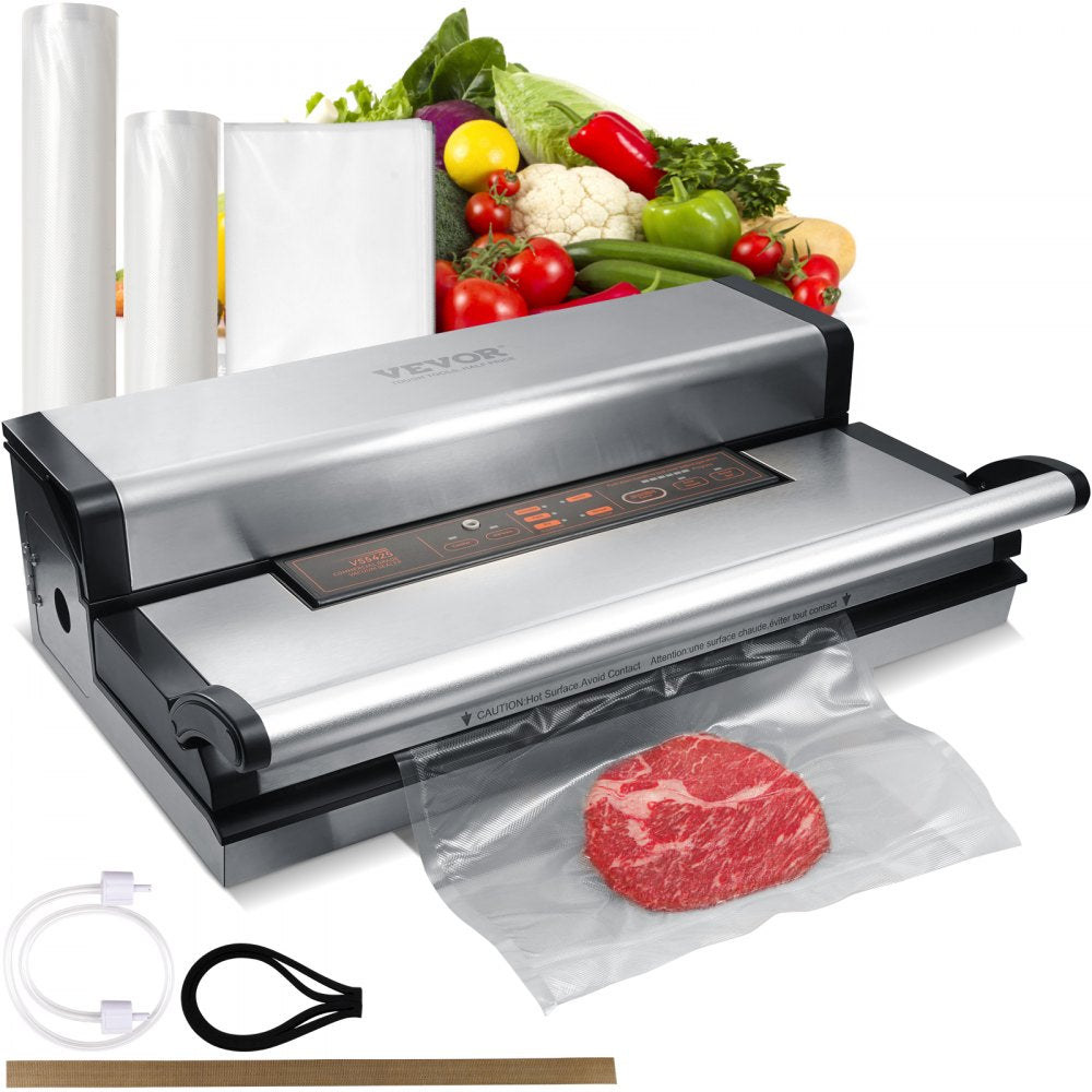 VEVOR Vacuum Sealer Machine, 95Kpa 350W Powerful Dual Pump and Dual Sealing, Dry and Moist Food Storage, Automatic and