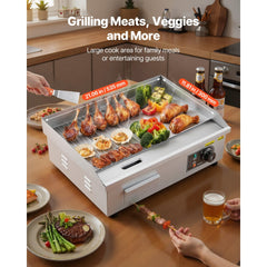 VEVOR Commercial Electric Griddle, 21.06 x 11.81 inch, 1750W, 122-570°F Adjustable Temp Control, Stainless Steel Body