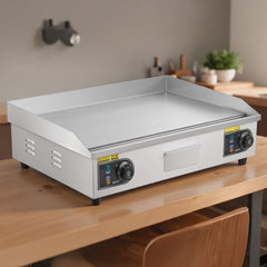 VEVOR Commercial Electric Griddle, 28.54 x 15.75 inches, 4400W, 122-570°F Adjustable Temp Control, Stainless Steel