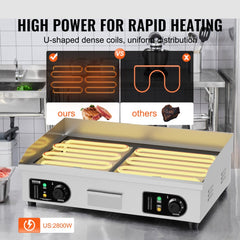 VEVOR Commercial Electric Griddle, 28.54 x 15.75 in, 2800W, 122-570°F Adjustable Temp Control, with 2 Spatulas, 2