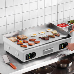 VEVOR Commercial Electric Griddle, 28.54 x 15.75 in, 2800W, 122-570°F Adjustable Temp Control, with 2 Spatulas, 2