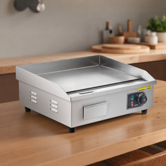 VEVOR Commercial Electric Griddle, 21.06 x 11.81 inch, 3200W, 122-570°F Adjustable Temp Control, Stainless Steel Body