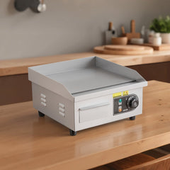 VEVOR Commercial Electric Griddle, 13.98 x 11.81 inch, 1750W, 122-570°F Adjustable Temp Control, Stainless Steel