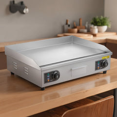 VEVOR Commercial Electric Griddle, 25.79 x 15.75 inch, 2800W, 122-570°F Adjustable Temp Control, Stainless Steel Body