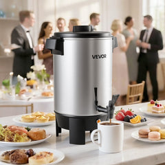 VEVOR Commercial Coffee Urn, 30 Cup 152oz Hot Beverage Dispenser with Dripless Faucet, 1090W Quick-Brewing Coffee