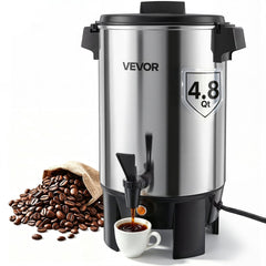 VEVOR Commercial Coffee Urn, 30 Cup 152oz Hot Beverage Dispenser with Dripless Faucet, 1090W Quick-Brewing Coffee