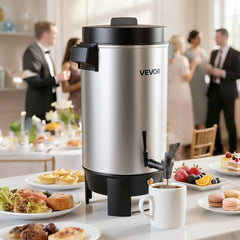 VEVOR Commercial Coffee Urn, 40 Cup 203oz Hot Beverage Dispenser with Dripless Faucet, 1090W Quick-Brewing Coffee