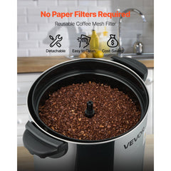 VEVOR Commercial Coffee Urn, 30 Cup 4.5 L Hot Beverage Dispenser with Dripless Faucet, Quick-Brewing Commercial Coffee
