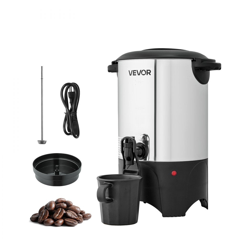 VEVOR Commercial Coffee Urn, 30 Cup 4.5 L Hot Beverage Dispenser with Dripless Faucet, Quick-Brewing Commercial Coffee