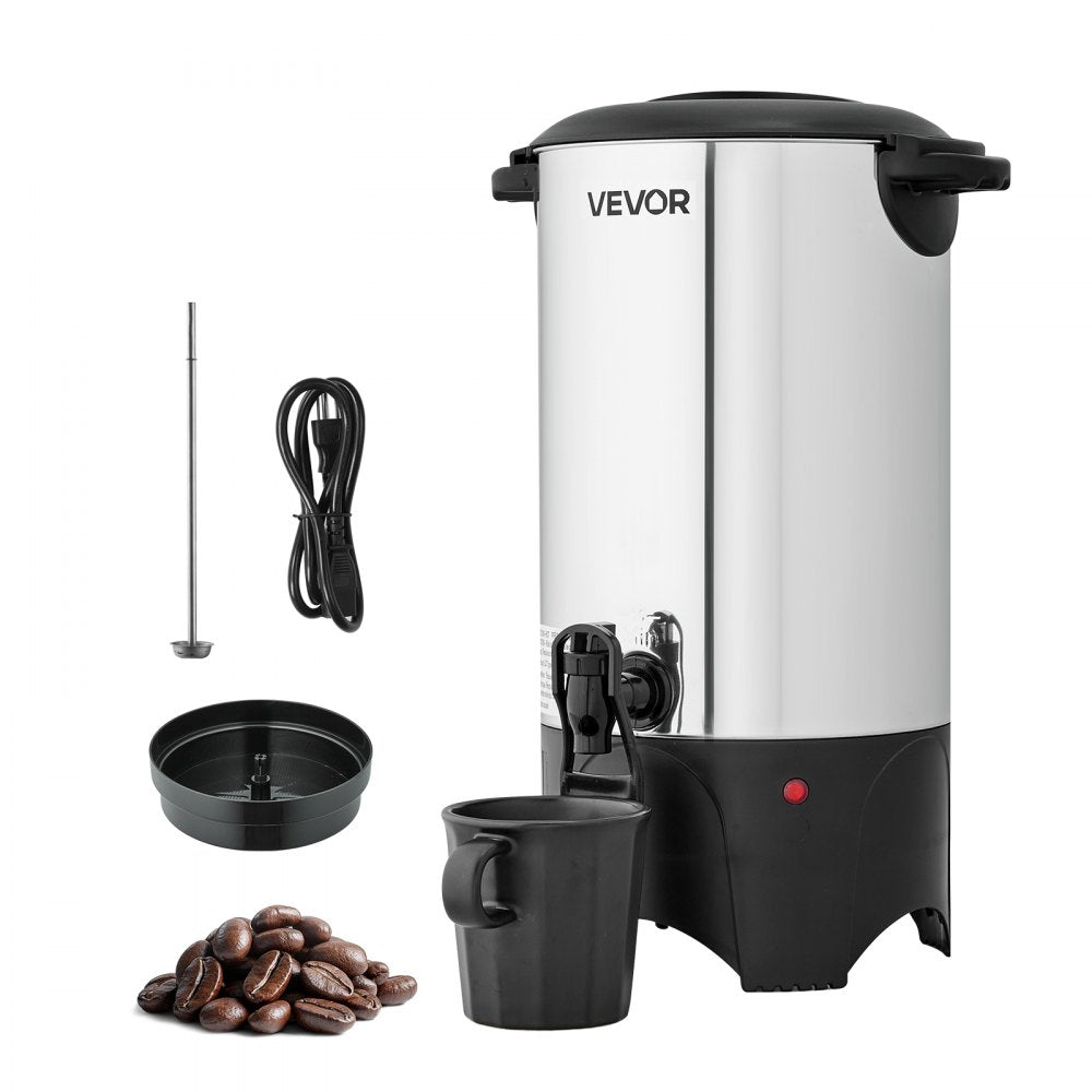 VEVOR Commercial Coffee Urn, 40 Cup 6 L Hot Beverage Dispenser with Dripless Faucet, Quick-Brewing Commercial Coffee