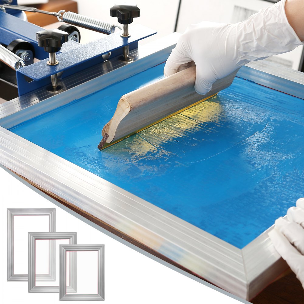 VEVOR Screen Printing Kit, 3 PCS Aluminum Silk Screen Printing Frames, 5 Glitters and Screen Printing Squeegees and