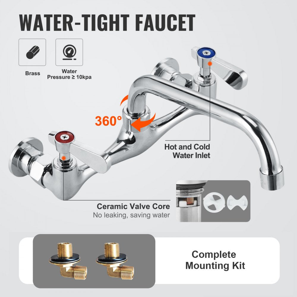 VEVOR Stainless Steel Prep & Utility Sink, 1 Compartment Free Standing Small Sink Include Faucet & legs, 27"x41"