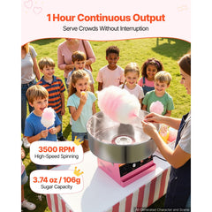VEVOR Cotton Candy Machine Commercial 1000W Electric Candy Floss Maker Pink, Ideal for Home, Carnival, Birthday, Family