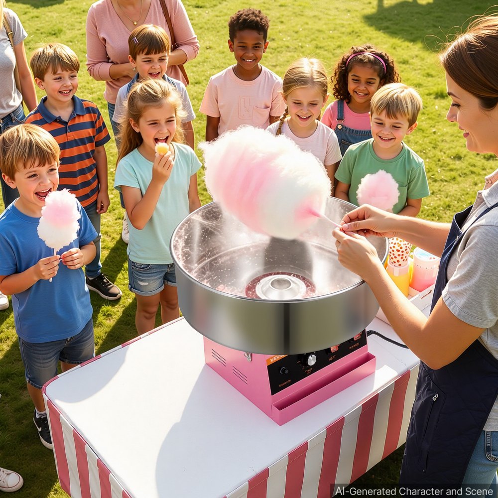 VEVOR Cotton Candy Machine Commercial 1000W Electric Candy Floss Maker Pink, Ideal for Home, Carnival, Birthday, Family
