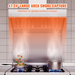 VEVOR Commercial Exhaust Hood, 4FT Food Truck Hood Exhaust, 201 Stainless Steel Concession Trailer Hood with 2