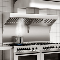 VEVOR Commercial Exhaust Hood, 5FT Food Truck Hood Exhaust, 201 Stainless Steel Concession Trailer Hood with 2