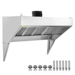 VEVOR Commercial Exhaust Hood, 5FT Food Truck Hood Exhaust, 201 Stainless Steel Concession Trailer Hood with 2