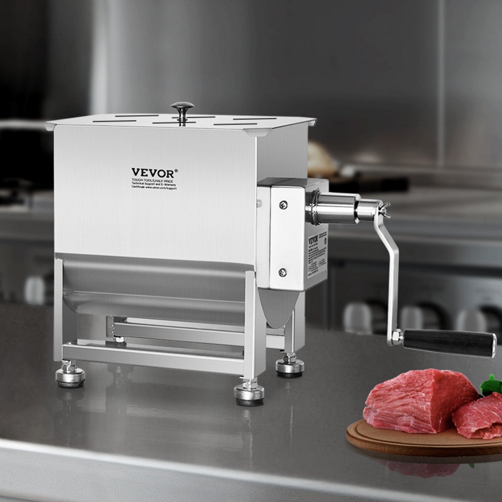 VEVOR Manual Meat Mixer, 30L Fixed Tank Meat Processing Equipment(Mixing Max 60LBS for Meat), Stainless Steel Meat