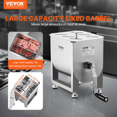 VEVOR Manual Meat Mixer, 15L Fixed Tank Meat Processing Equipment(Mixing Maximum 15LBS for Meat), Stainless Steel Meat