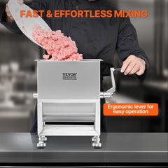 VEVOR Manual Meat Mixer, 15L Fixed Tank Meat Processing Equipment(Mixing Maximum 15LBS for Meat), Stainless Steel Meat