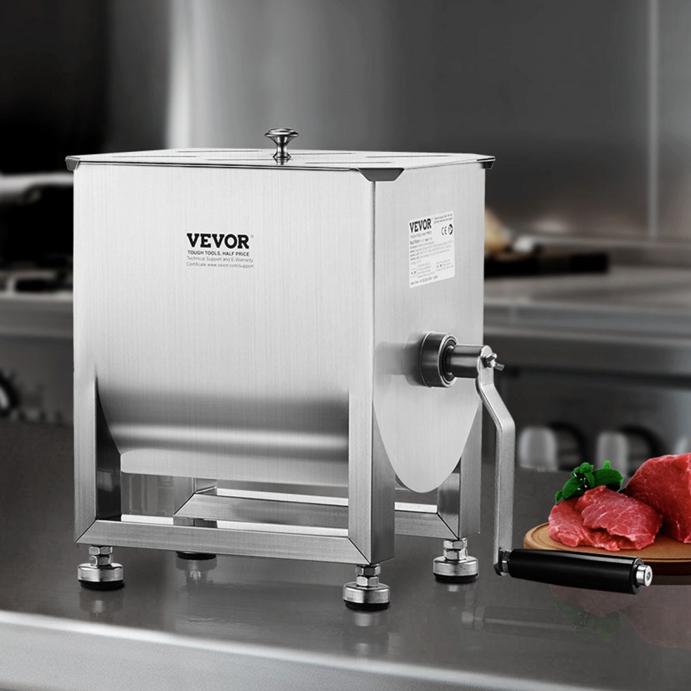VEVOR Manual Meat Mixer, 15L Fixed Tank Meat Processing Equipment(Mixing Maximum 15LBS for Meat), Stainless Steel Meat