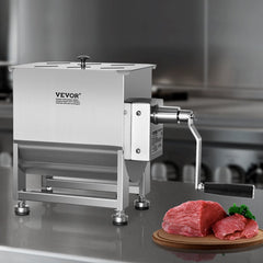VEVOR Manual Meat Mixer, 20L Fixed Tank Meat Processing Equipment(Mixing Max 30LBS for Meat), Stainless Steel Meat